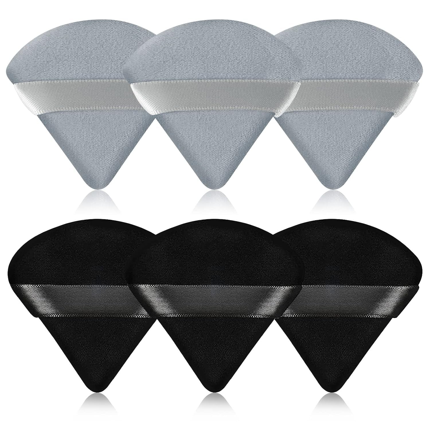 6 Pcs Powder Puff Face Soft Triangle Makeup Puff Velour Makeup Sponge Beauty Blender for Loose Powder (Black)